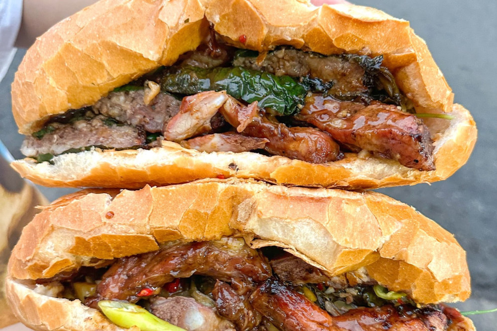 The must-try is the crispy grilled cartilage rib banh mi, paired with pickled mustard greens for a uniquely bold flavor